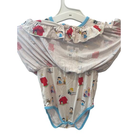 2T Bundle Of Joy Co Twirl Bodysuit Dress Bamboo Snoopy Peanuts Gang Print Soft - Picture 10 of 15